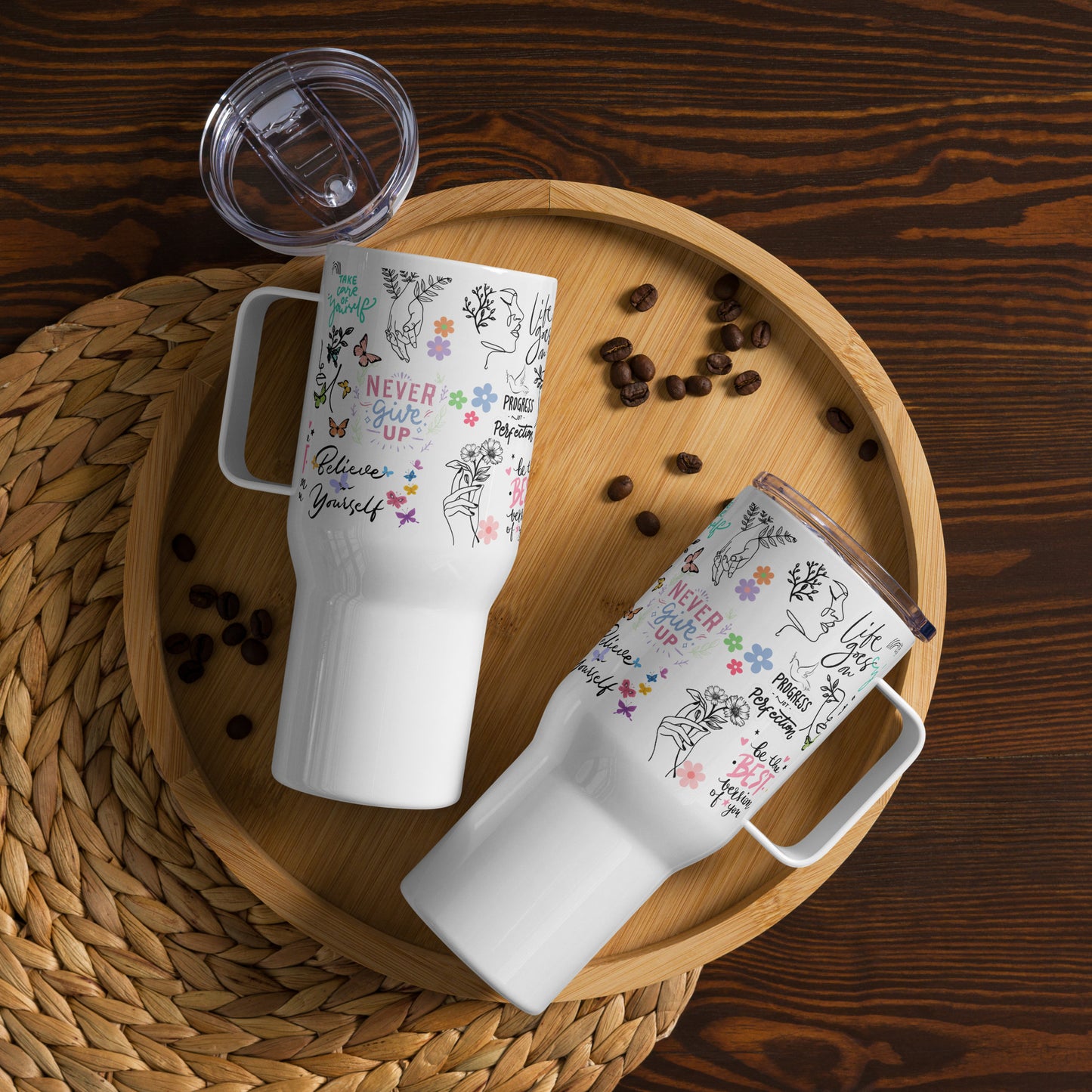 Positive Affirmation Travel mug with a handle